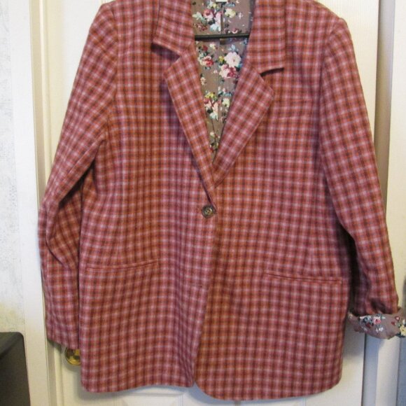 Women's Sundance Lisa Pink Plaid Blazer Size Medium - Picture 1 of 11